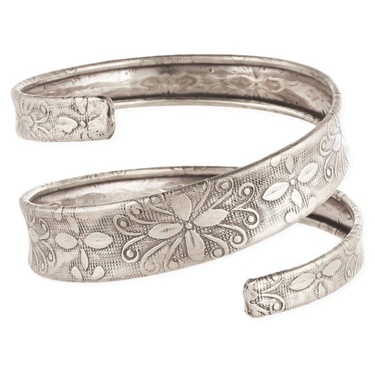 Silver Embossed Spiral Wrap Bracelet - #shop_name ZADGifts