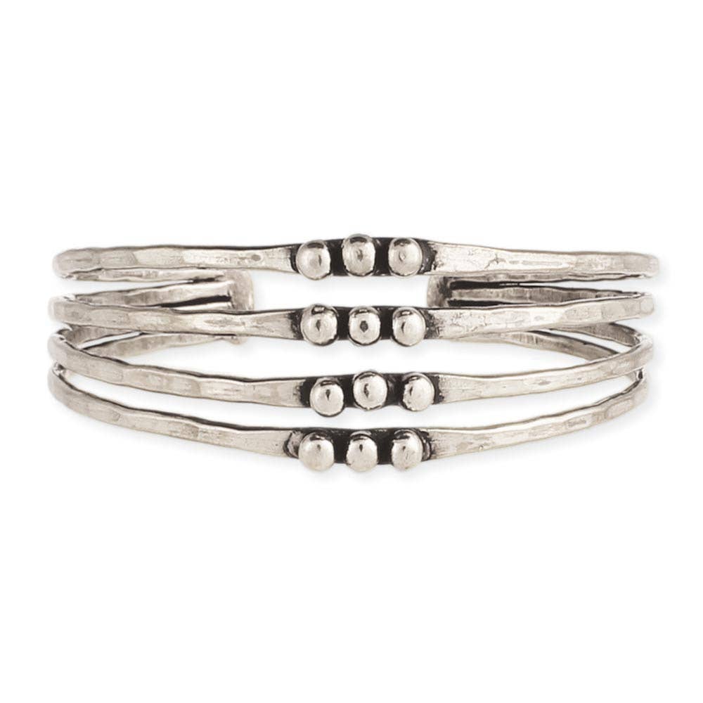 Silver Hammered Dotted Cuff Bracelet - #shop_name ZADGifts