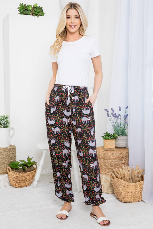 Sloth Print Pant with Pocket - #shop_name LA SoulApparel