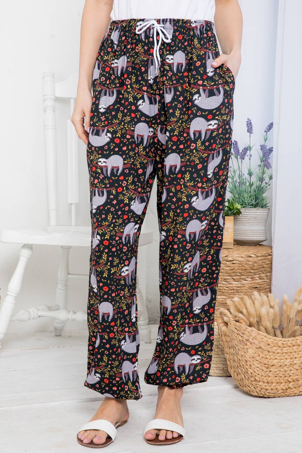 Sloth Print Pant with Pocket - #shop_name LA SoulApparel