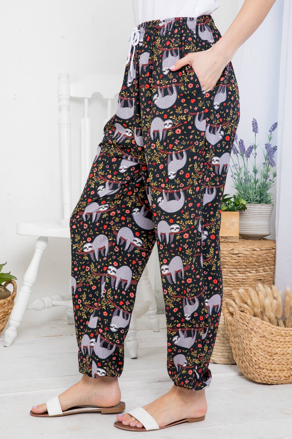 Sloth Print Pant with Pocket - #shop_name LA SoulApparel
