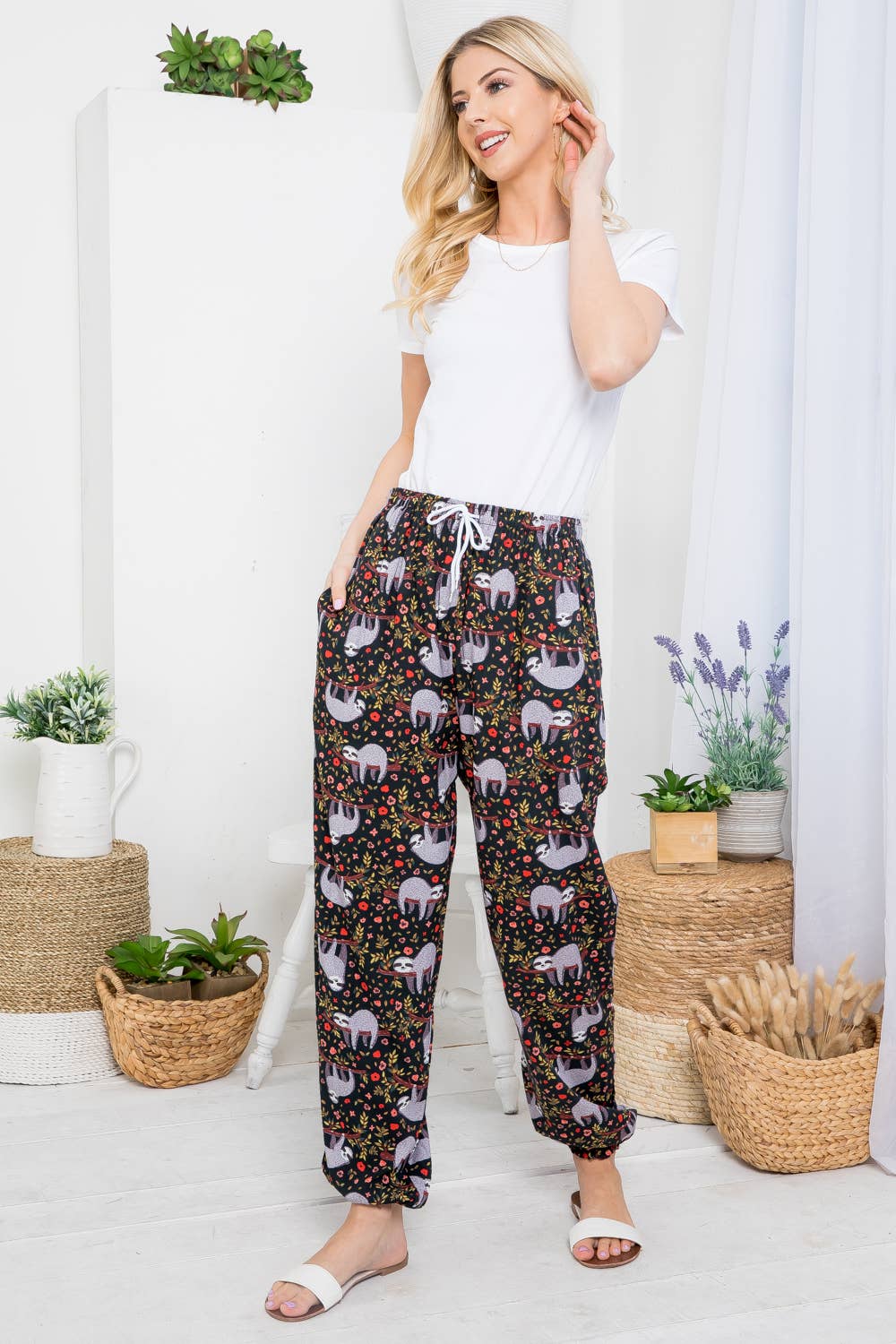 Sloth Print Pant with Pocket - #shop_name LA SoulApparel