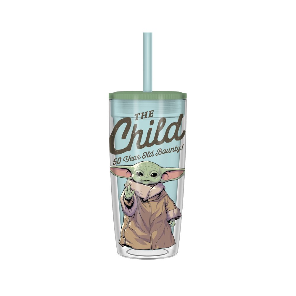 Star Wars Mandalorian 20oz Spill Resistant Plastic Tumbler - #shop_name Silver BuffaloGifts