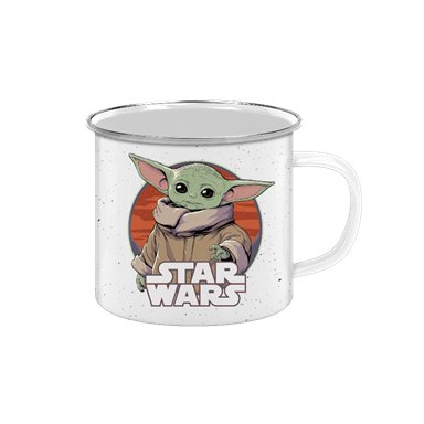 Star Wars Mandalorian Circle 21oz Enamel Camper Mug - #shop_name Silver BuffaloGifts