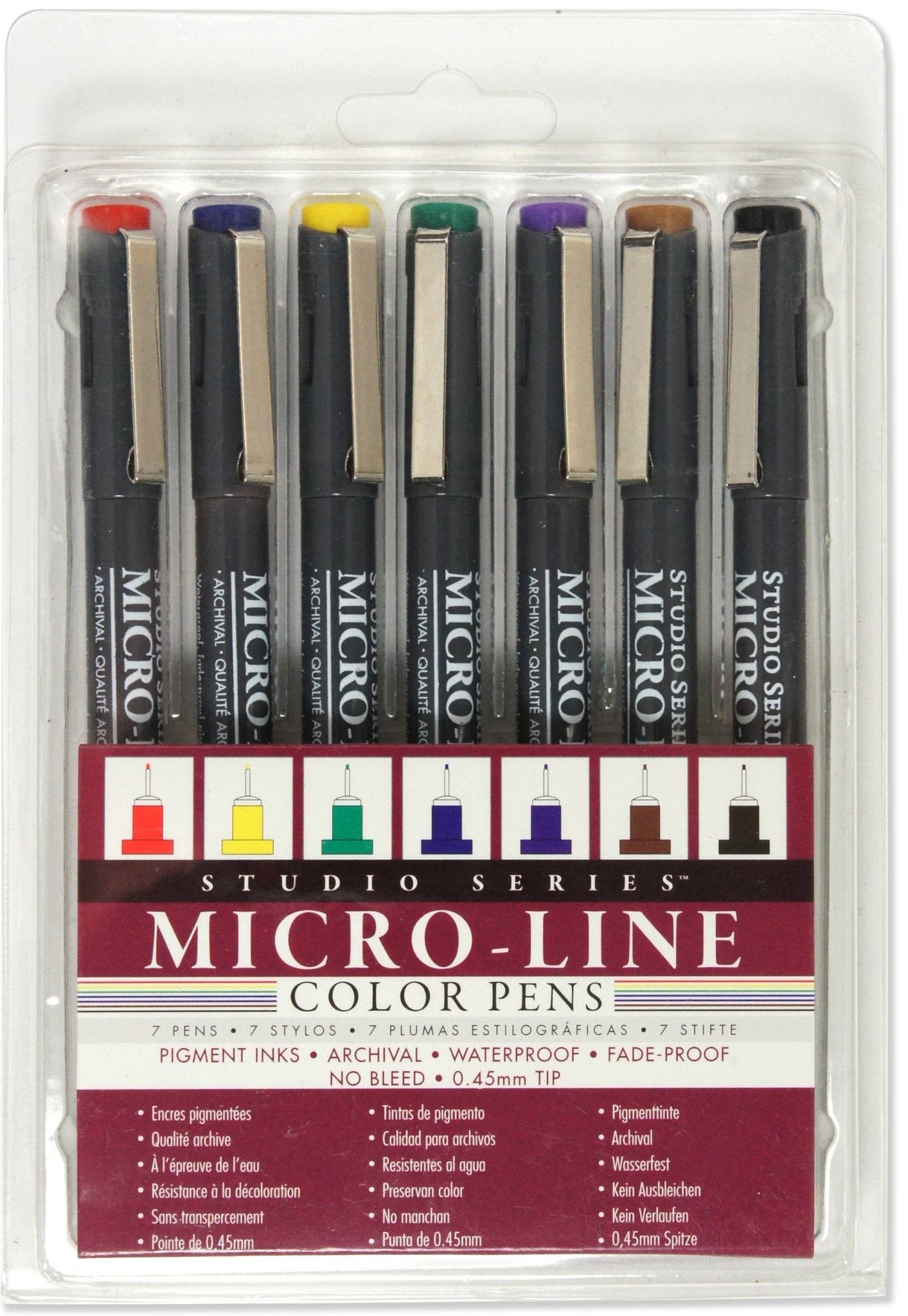 Studio Series Colored Micro - Line Pen Set (Set of 7) - #shop_name Peter Pauper PressStationary