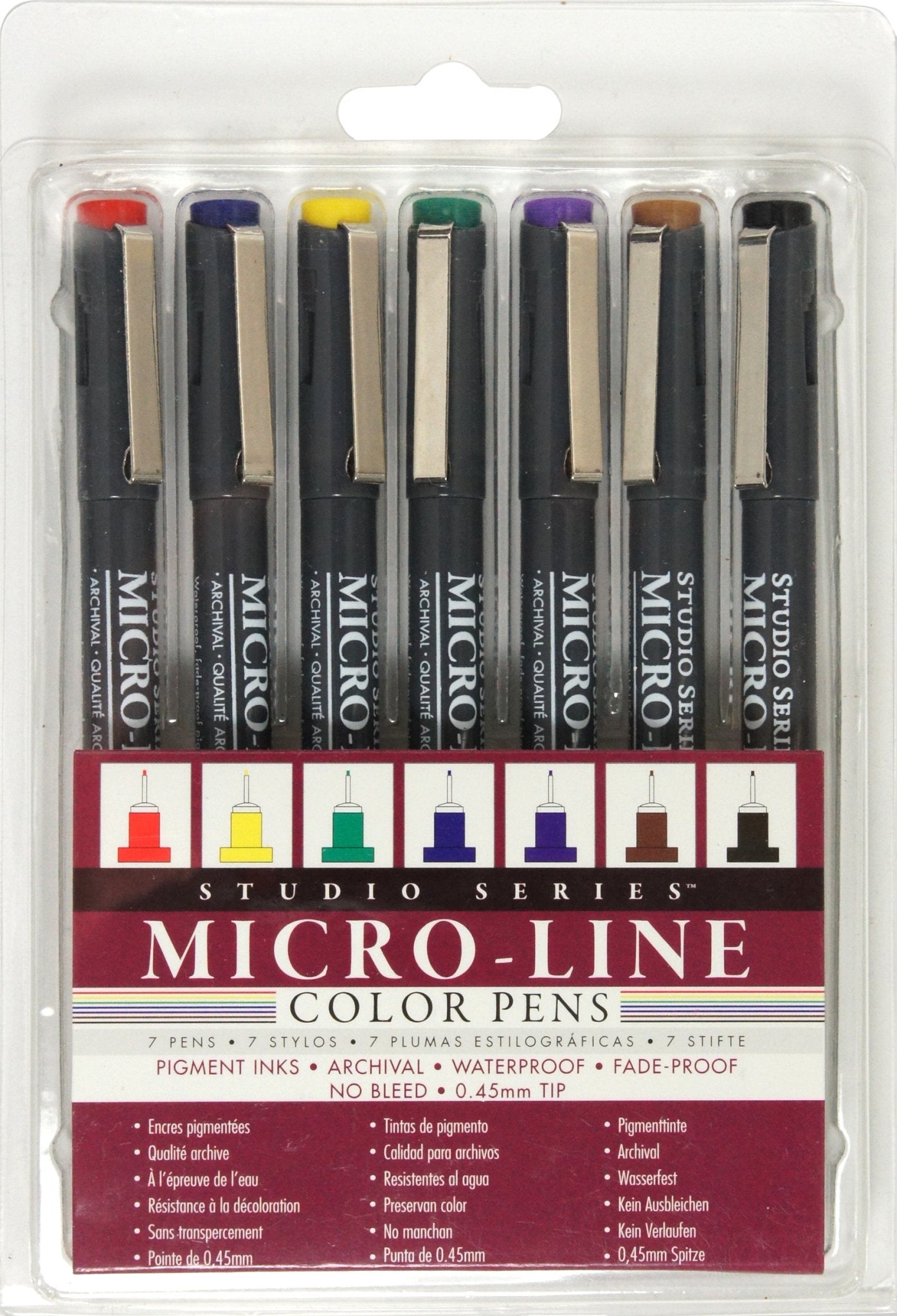 Studio Series Colored Micro - Line Pen Set (Set of 7) - #shop_name Peter Pauper PressStationary