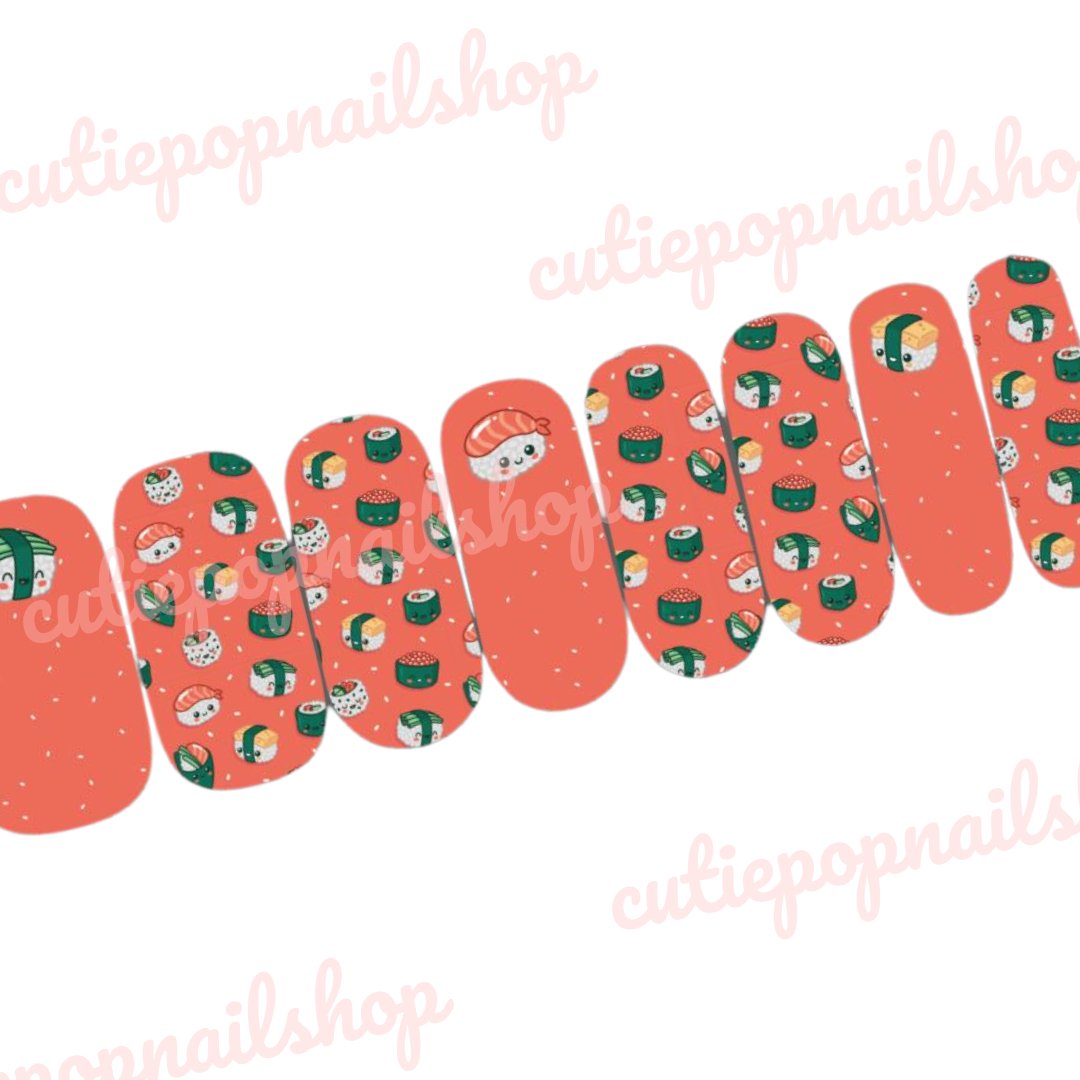 Sushi Nail Wraps|Sushi Food Nail Sticker - #shop_name Cutie Pop Nail ShopBeauty