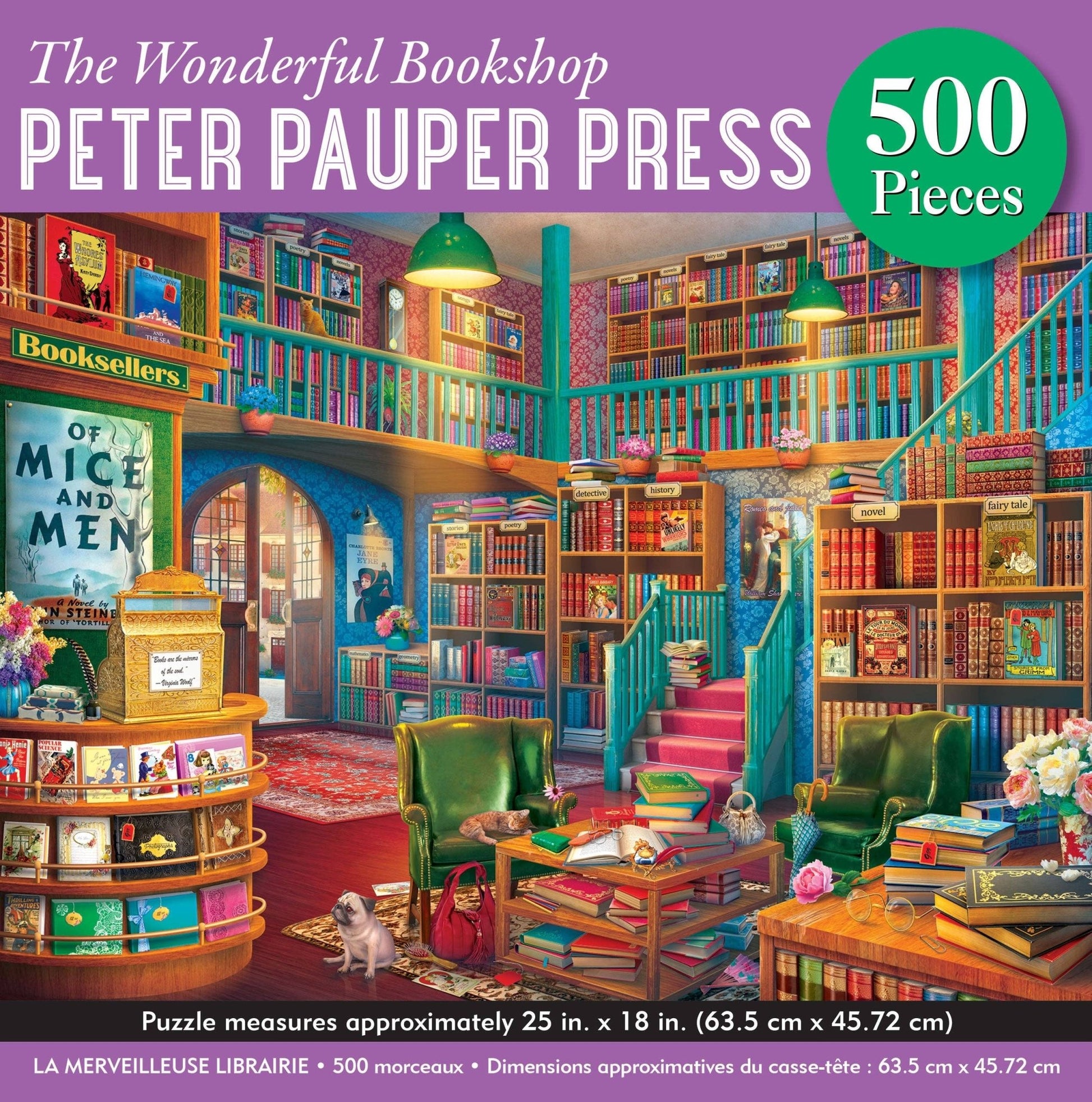 The Wonderful Bookshop 500 Piece Jigsaw Puzzle - #shop_name Peter Pauper PressPuzzles