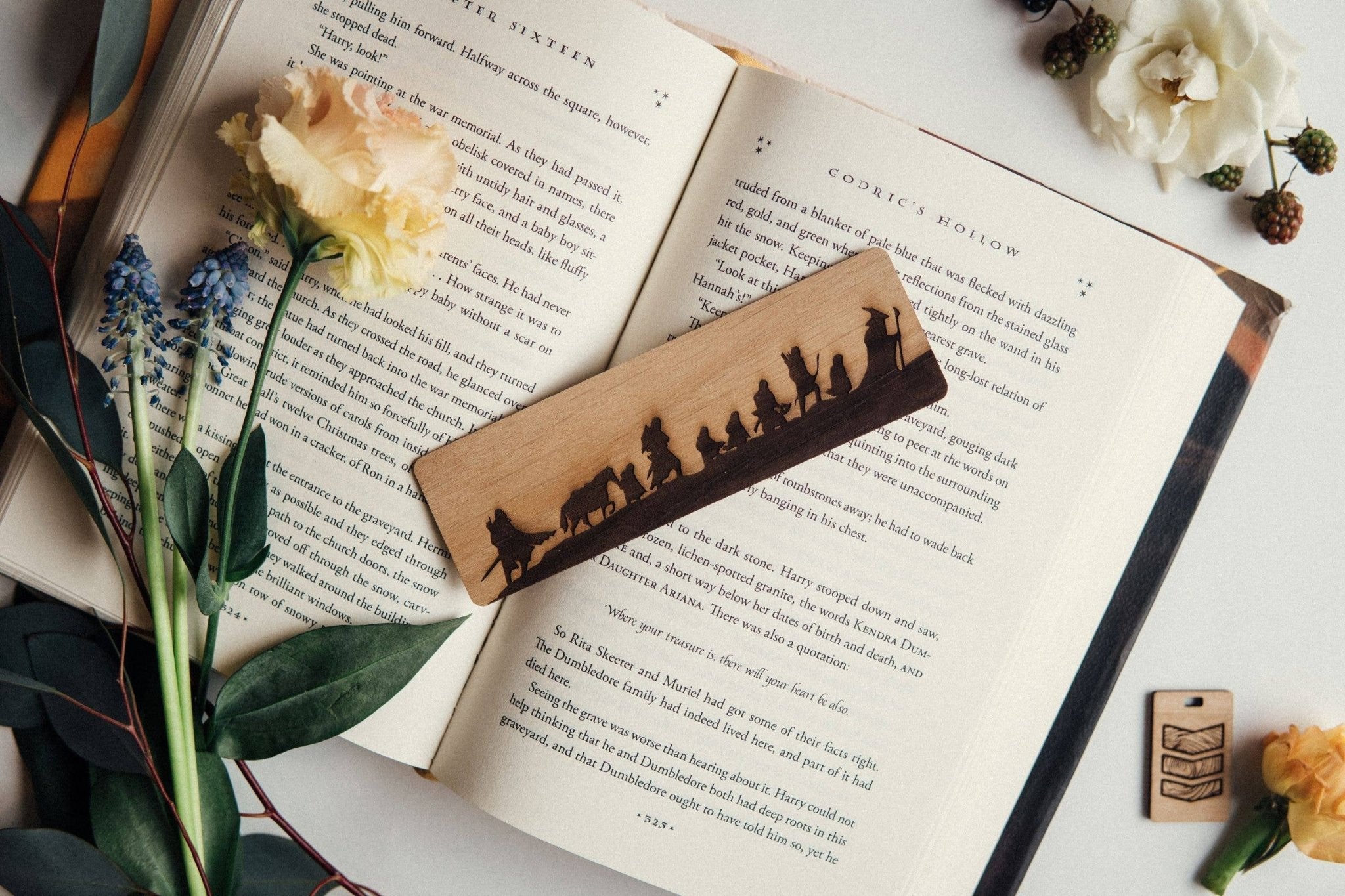 Tolkien Fellowship Wooden Bookmark - #shop_name NTSD Gaming and Bookish GoodsGifts