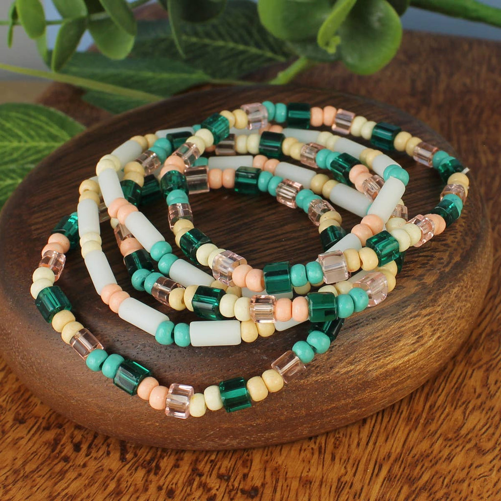 Turquoise Peach Bead Stretch Bracelets - #shop_name ZADGifts