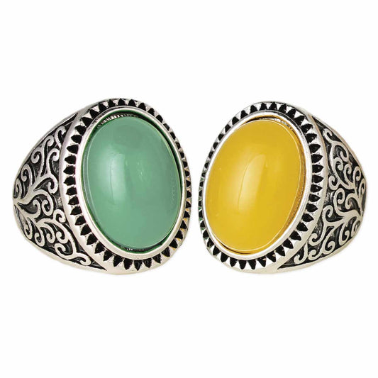 Wide Silver Vintage Solid Color Ring - #shop_name ZADJewelry