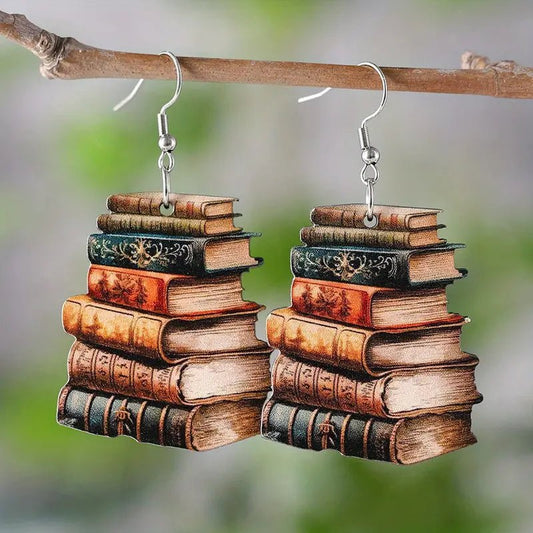 Wooden Vintage Book Earrings - #shop_name TMHeadbands