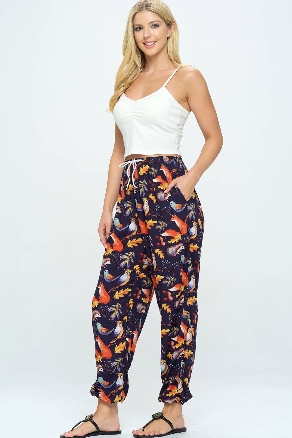 Woodland Animal Print Pant With Drawstring and Pocket - #shop_name LA SoulApparel