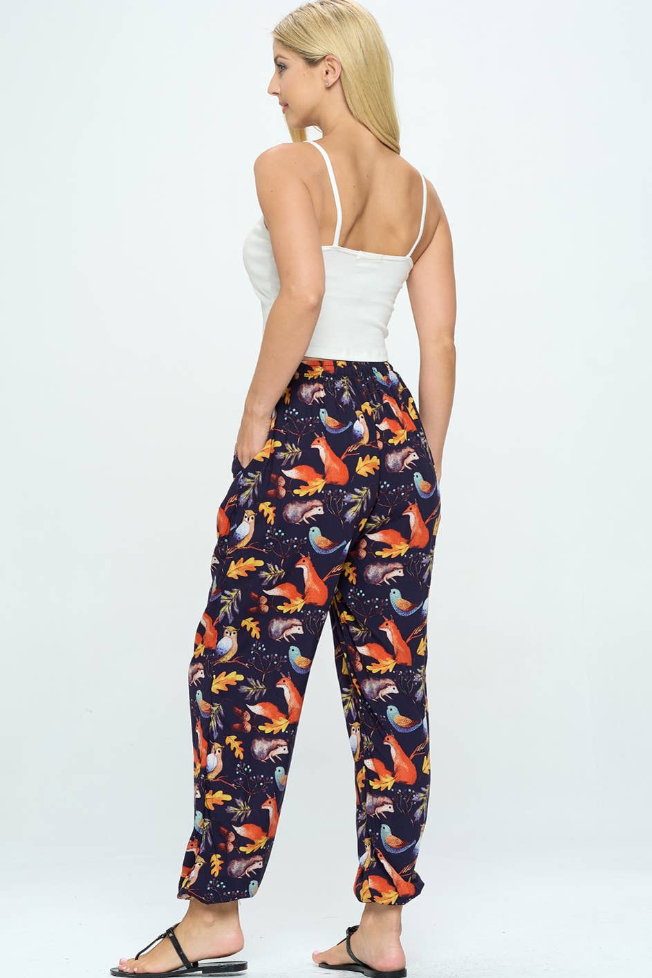 Woodland Animal Print Pant With Drawstring and Pocket - #shop_name LA SoulApparel