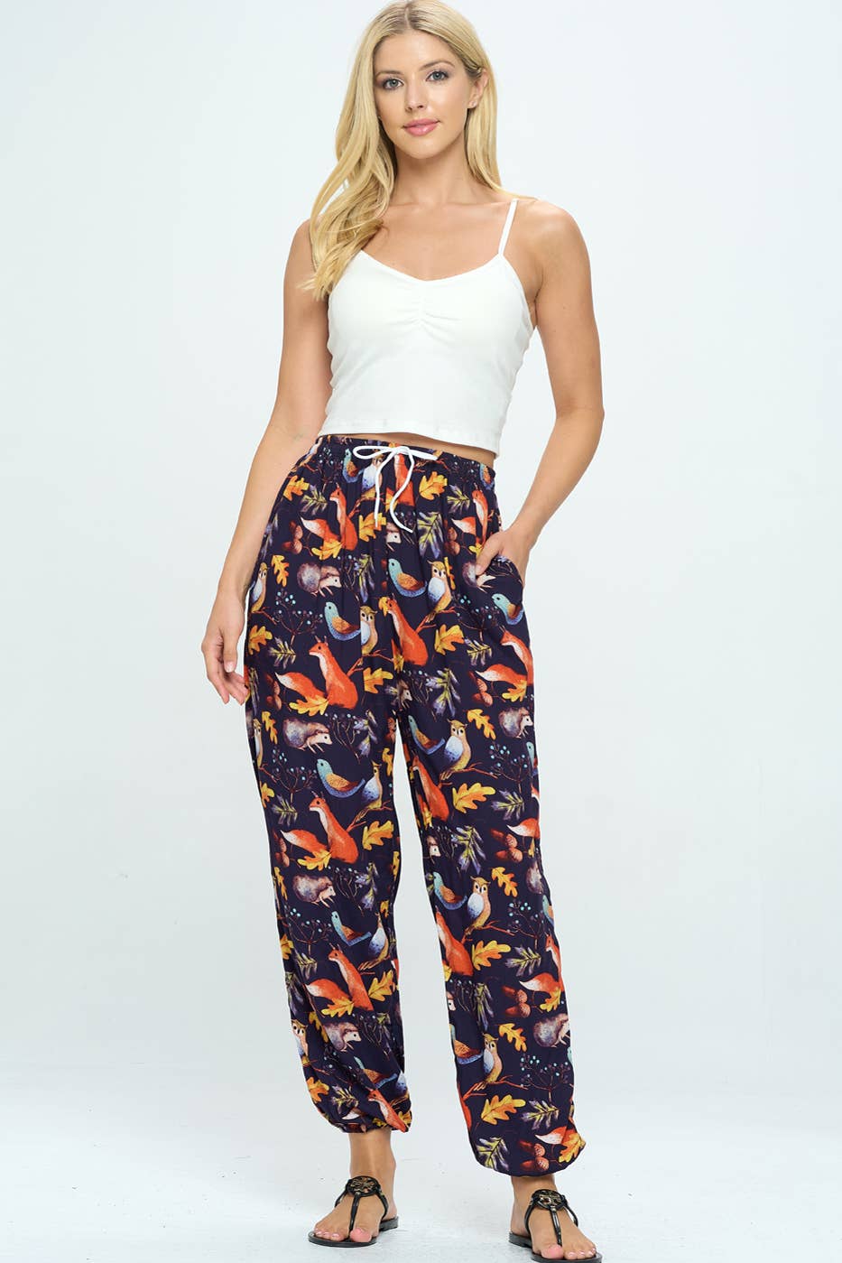 Woodland Animal Print Pant With Drawstring and Pocket - #shop_name LA SoulApparel