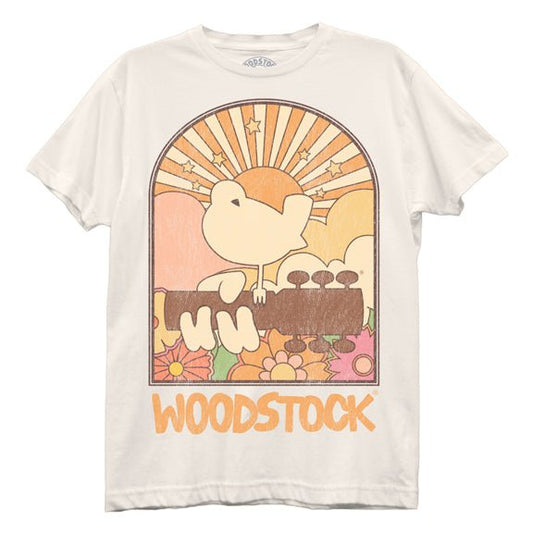 Woodstock Sunrise Bird Logo Juniors T - Shirt - #shop_name GOODIE TWO SLEEVESApparel