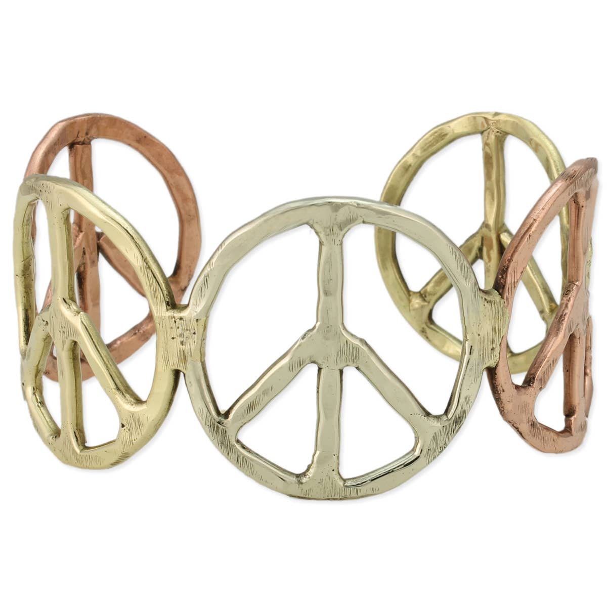 Woodstock Vibes Mixed Metal Peace Sign Bracelet - #shop_name ZADGifts