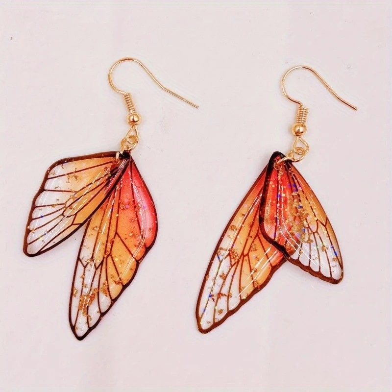 Gold Flake Butterfly Wings Earrings