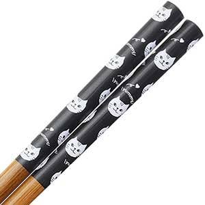Yummy Cat Black Bamboo Chopsticks - #shop_name Wholesale ChopsticksGifts
