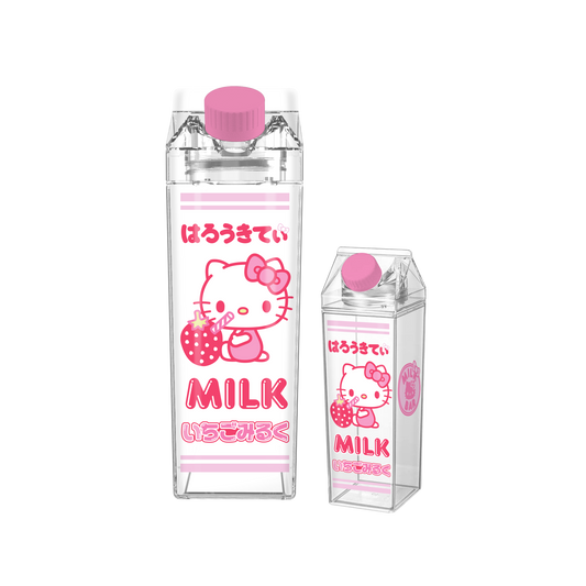Hello Kitty Strawberry 16.2oz Plastic Milk Carton Bottle