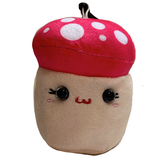Mushroom Plush Bag Clip Pink