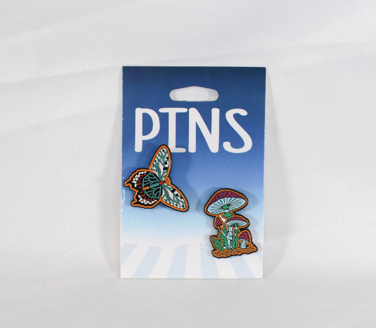Butterfly and Mushroom Lapel Pin Set