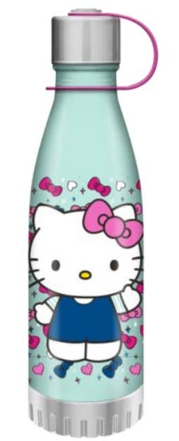 Hello Kitty Bows & Hearts 20oz Curved Plastic Water Bottle
