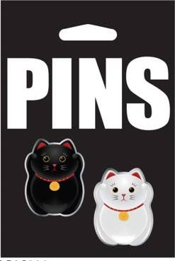 2 Piece Enamel Pin Set Asian Cats
