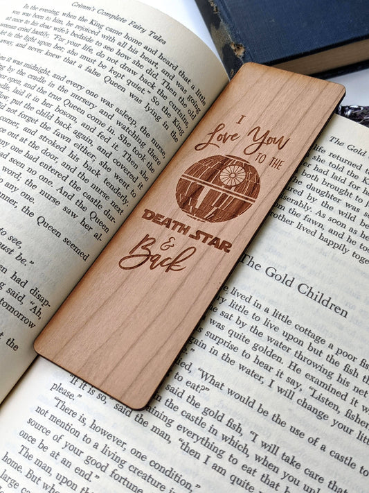 Love You To The Death Star & Back Star Wars Wooden Bookmark